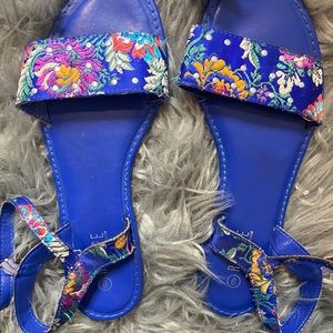 Blue cobalt floral studed sandals